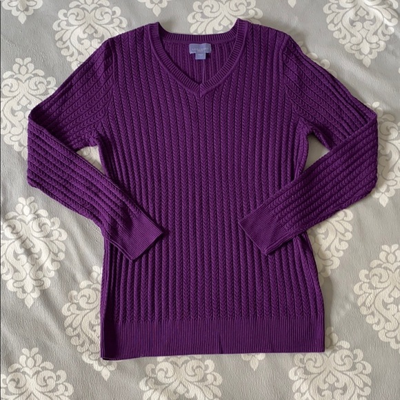 Laura Scott Sweaters - Laura Scott - Purple V-Neck Sweater